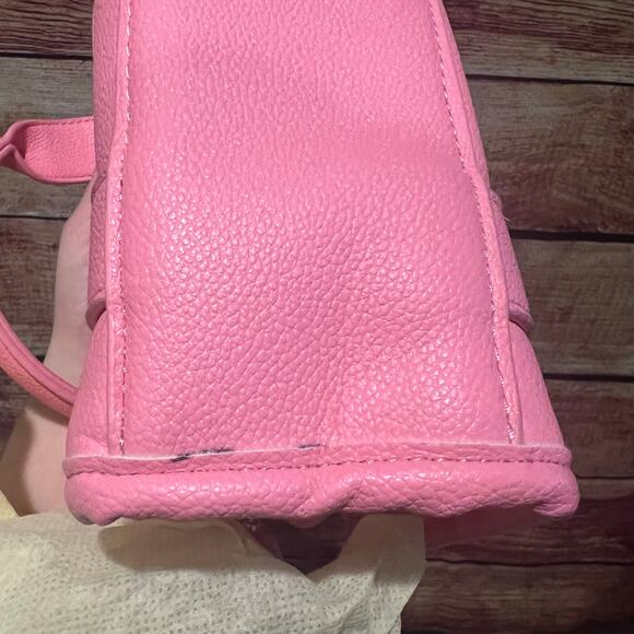 The Leather Crossbody Tote Bag Small Mini Petal Pink 8x6.5x4 Designer Inspired - Picture 6 of 9